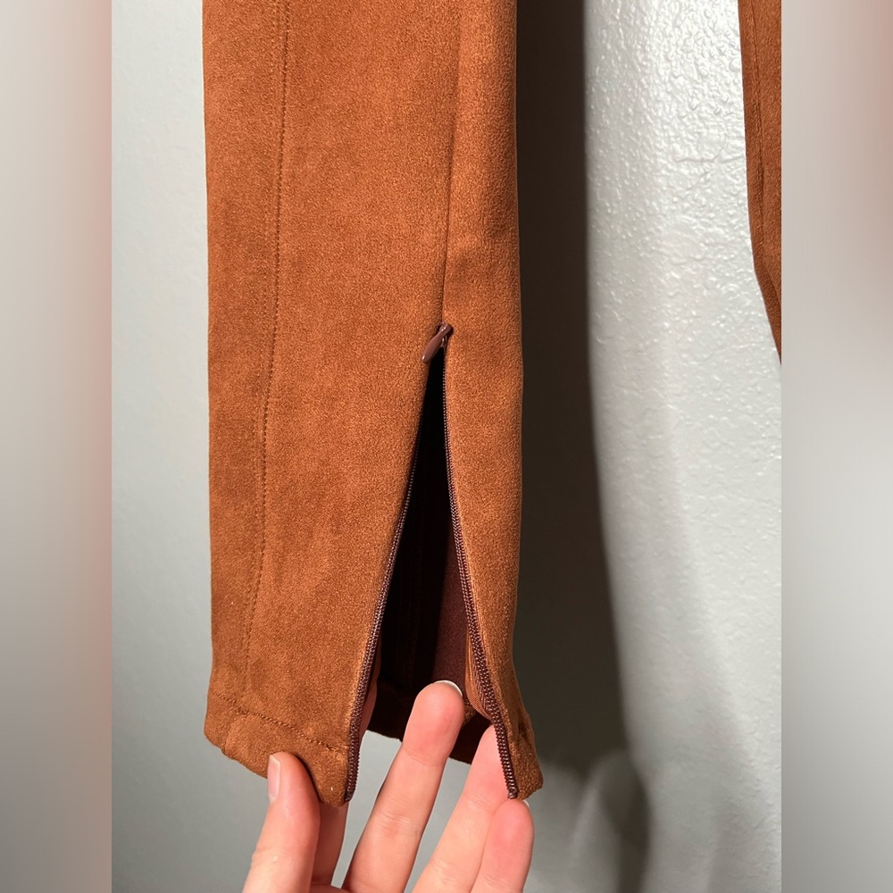 Anthropologie Brown Faux Suede Leggings - Picture 9 of 11